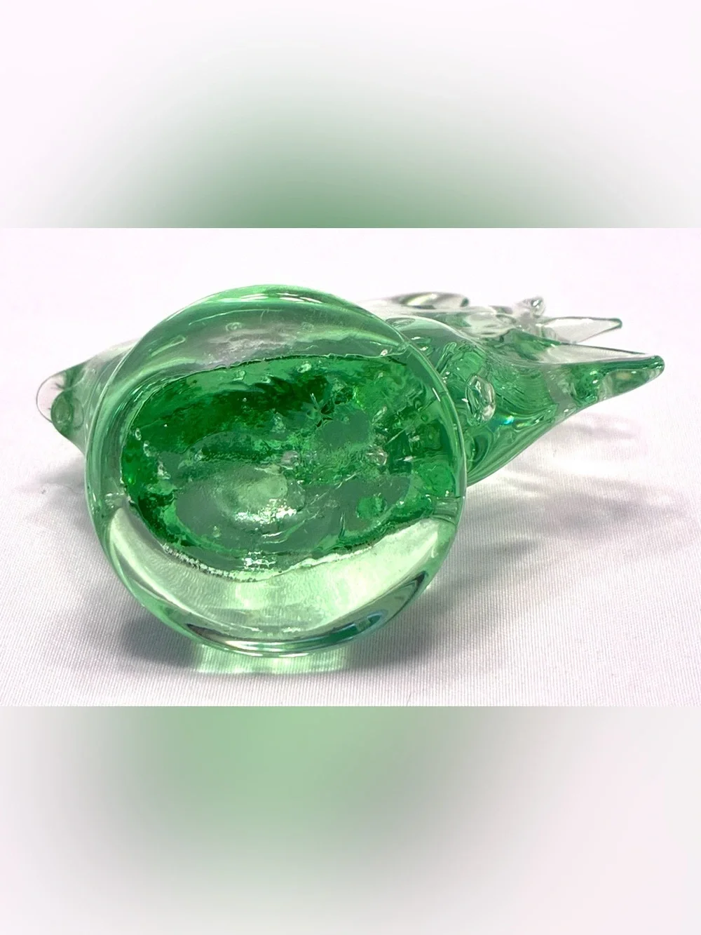 Green glass angel fish figurine